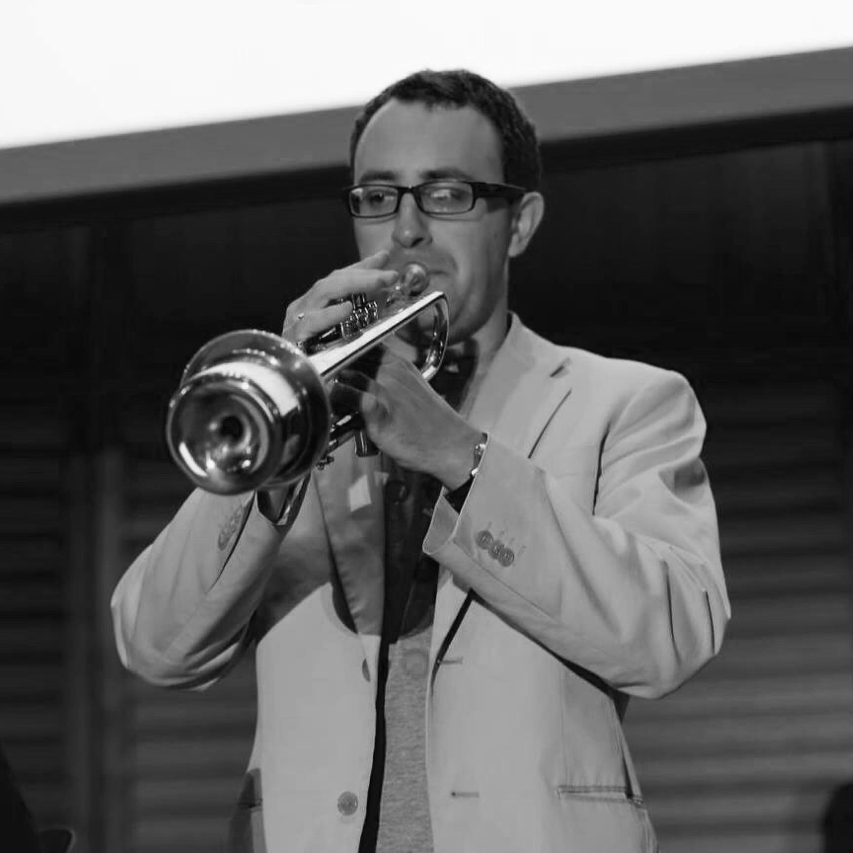 Jimi Michel playing the trumpet